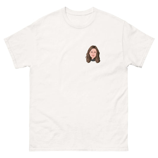 Pam Beesly Cartoon - Original, Caricature, Cartoon, Original, Pam, Pam Beesly, T-Shirt, Tee, The Office, The US Office, Introducing the "Original Pam Beesly Cartoon" T-Shirt – Pam's Charm in Full Display! For fans of The Office's beloved receptionist turn