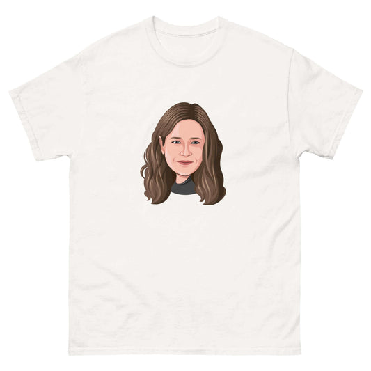 Pam Beesly Cartoon - Maxi, Caricature, Cartoon, Large, Maxi, Pam, Pam Beesly, T-Shirt, Tee, The Office, The US Office, Introducing the "Maxi Pam Beesly Cartoon" T-Shirt – Pam's Charm on a Grand Scale! For fans of The Office's beloved receptionist turned a