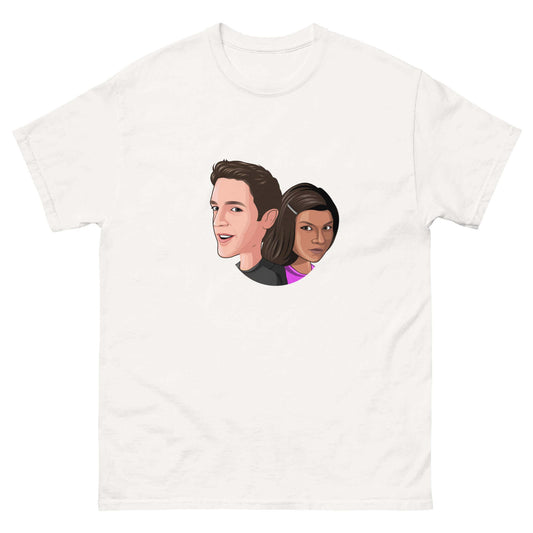 Ryan Howard and Kelly Kapoor Cartoon - Maxi, Caricature, Cartoon, Kelly, Kelly Kapoor, Large, Maxi, Ryan, Ryan and Kelly, Ryan Howard, T-Shirt, Tee, The Office, The US Office, Introducing the "Maxi Ryan Howard and Kelly Kapoor Cartoon" T-Shirt – A Dynamic