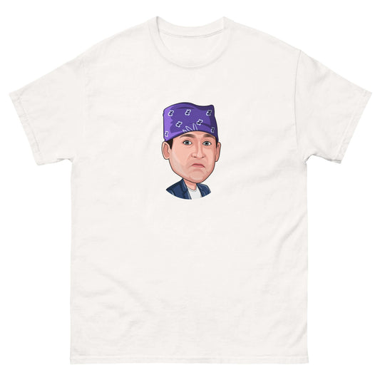 Michael "Prison Mike" Scott Cartoon - Maxi, Caricature, Cartoon, Michael, Michael Scott, Prison, Prison Mike, T-Shirt, Tee, The Office, The US Office, Introducing the "Maxi Prison Mike Cartoon" T-Shirt – Michael Scott's Hilarious Alter Ego in Larger-Than-