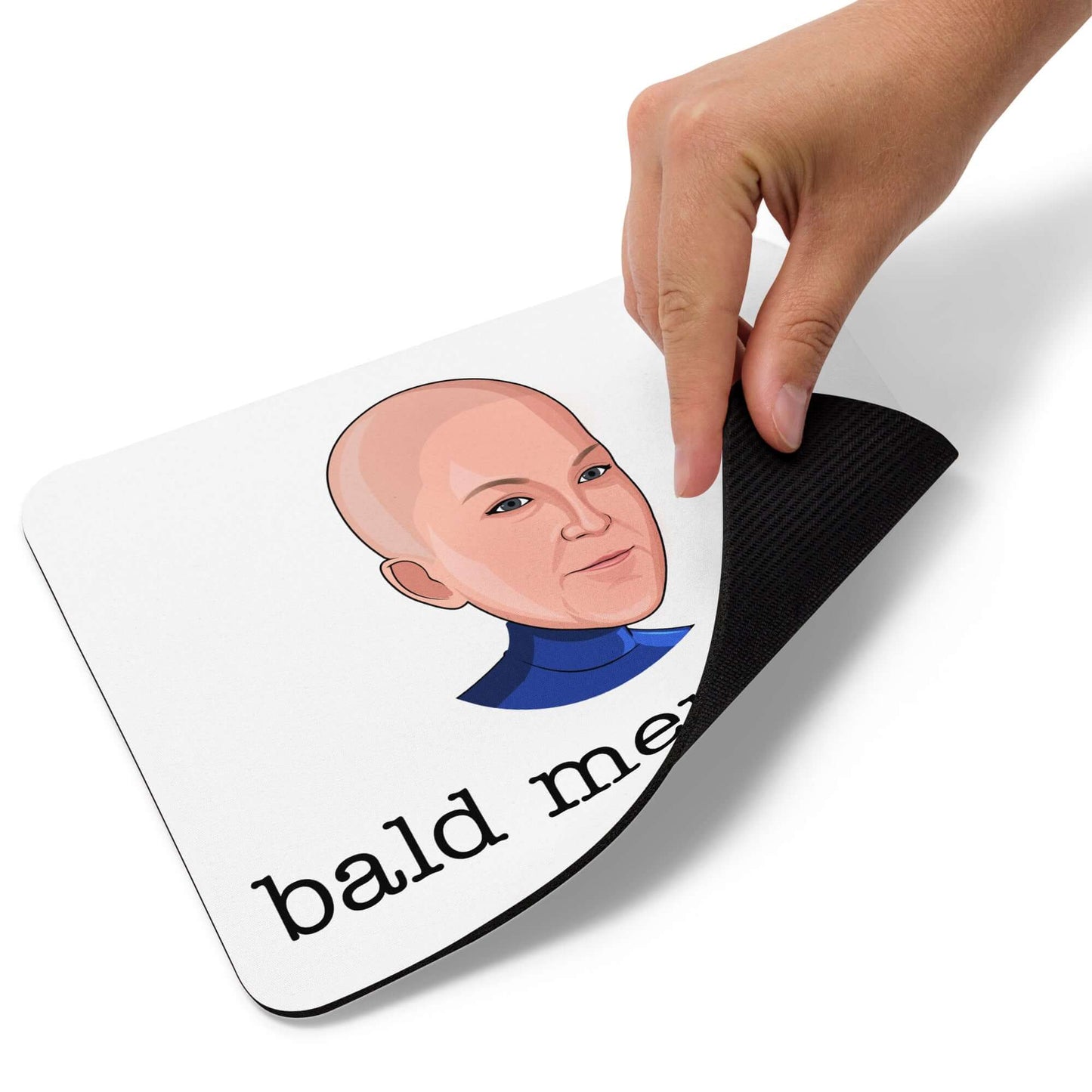 "bald Meredith" Mouse pad Introducing the "Bald Meredith Mouse Pad" – a bold and cheeky addition to your workspace, paying homage to the fearless and fun-loving Meredith Palmer from "The Office"! **Bald Confidence Features:** 1. **Sleek Surface:** Your mo