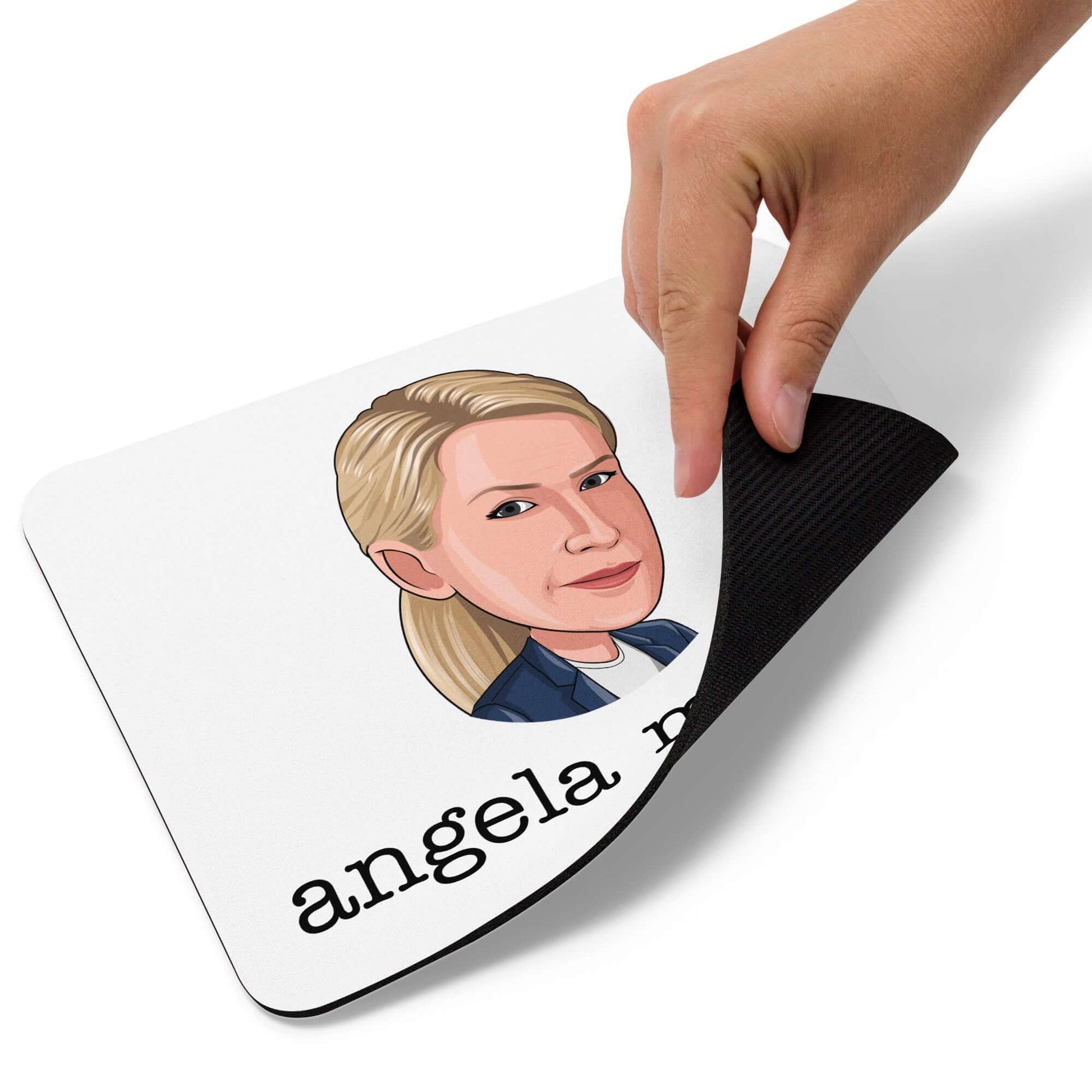 "Angela Martin" mouse pad Introducing the "Angela Martin Mouse Pad" – a sophisticated and feline-friendly addition to your workspace, capturing the essence of everyone's favorite head of the Party Planning Committee from "The Office." **Elegant Features:*