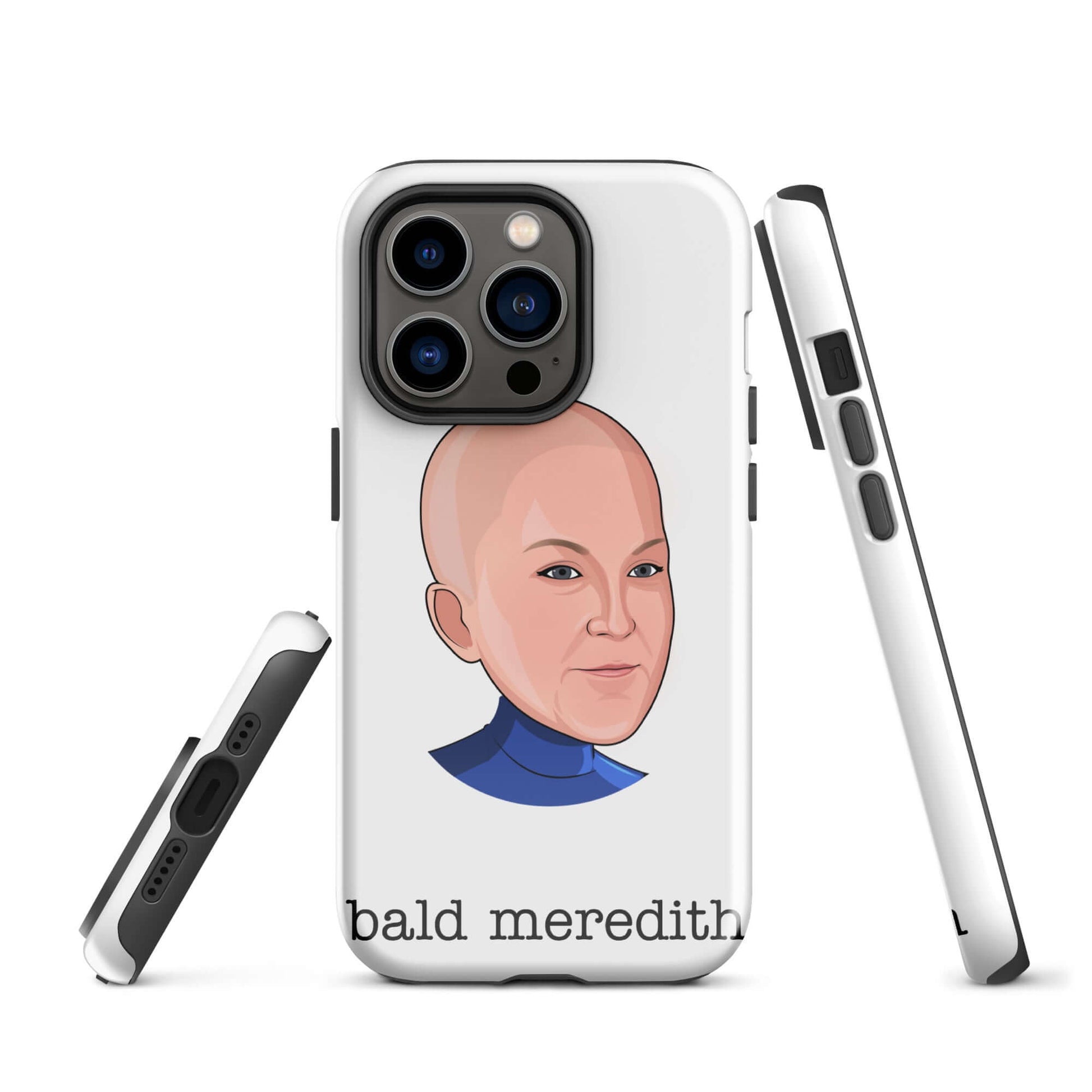 "bald meredith" iPhone case Introducing the "Bald Meredith iPhone Case" – a bold and cheeky accessory that celebrates the fearless and fun-loving Meredith Palmer from "The Office." **Bald Confidence Features:** 1. **Dual-Layer Protection:** Crafted with a