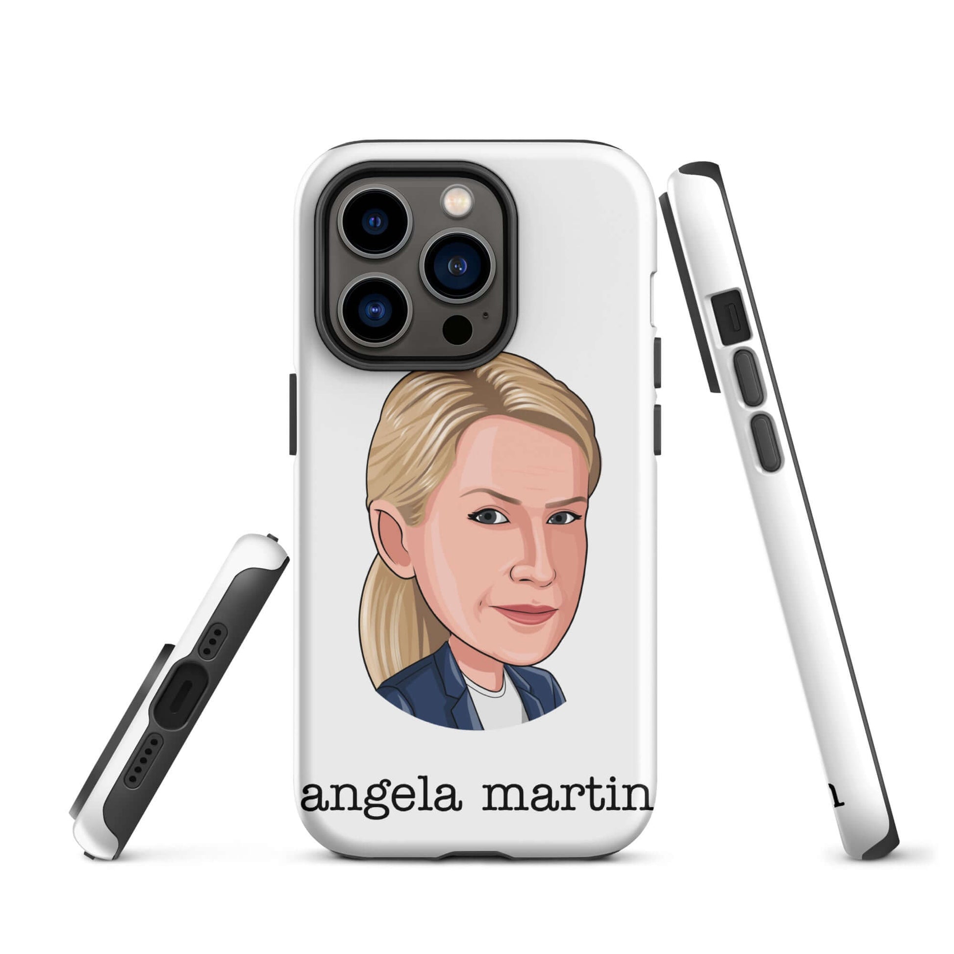 "Angela Martin" Iphone case Introducing the "Angela Martin iPhone Case" – an elegant and feline-inspired accessory that captures the poise and sophistication of Angela from "The Office." **Refined Features:** 1. **Dual-Layer Protection:** Crafted with a p